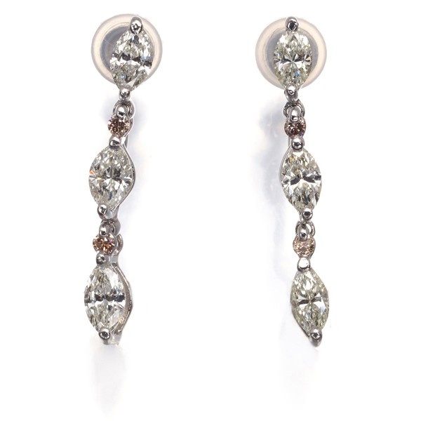 Diamond 0.47ct/0.48ct Marquise Drop Earrings 900 Platinum