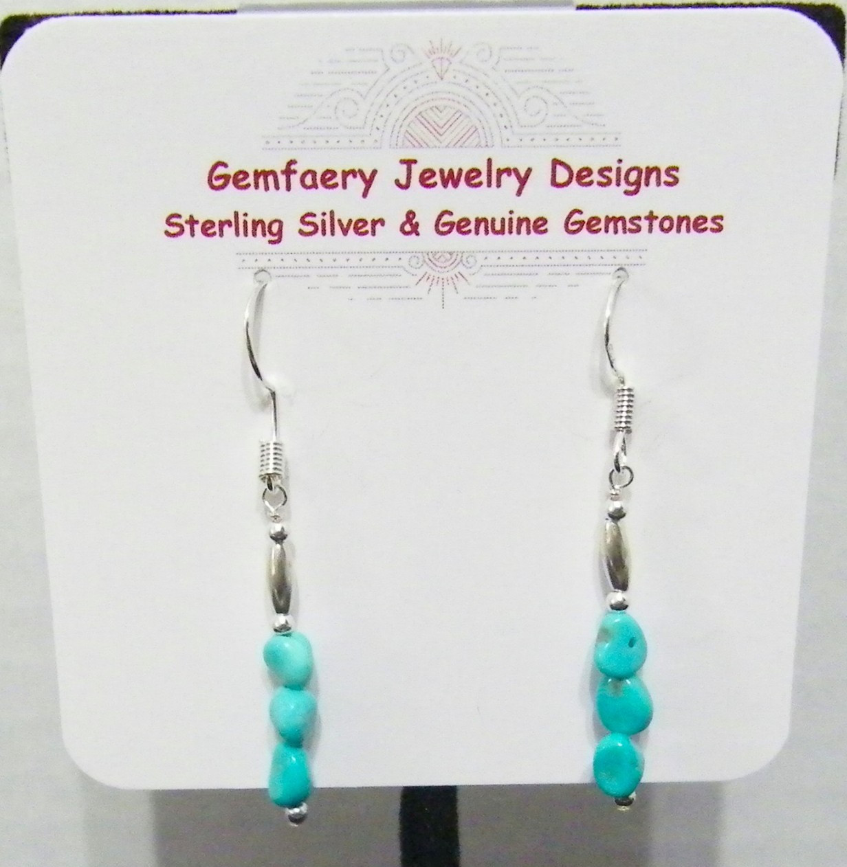 Sterling Silver Natural WHITE WATER TURQUOISE Earrings #1331…Handmade USA