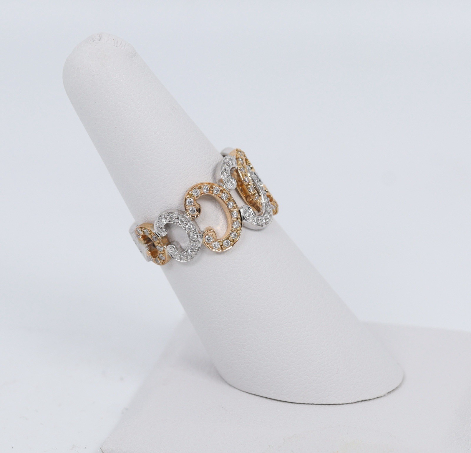 Estate Charriol Pave Set Diamond Band 11.8MM 18k White & Rose Gold. Size 6.5