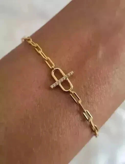 14K Yellow Gold Plated 1.0Ct Round Cut Simulated Diamond Beauty Wedding Bracelet
