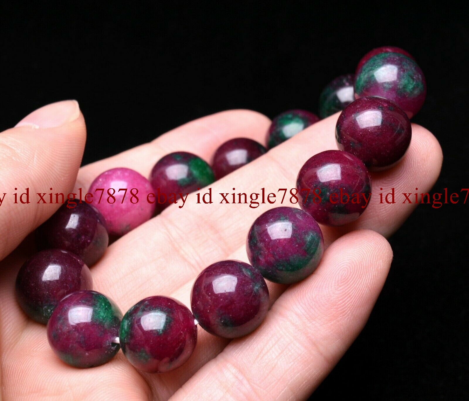 6mm-20mm Top Natural Red Green Zoisite Epidote More Red Gemstone Bead Bracelet