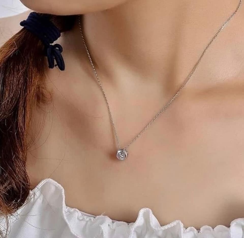 November Gifts 925 Silver Plated Tiny Pendant 2.5Ct Simulated Diamond Necklace
