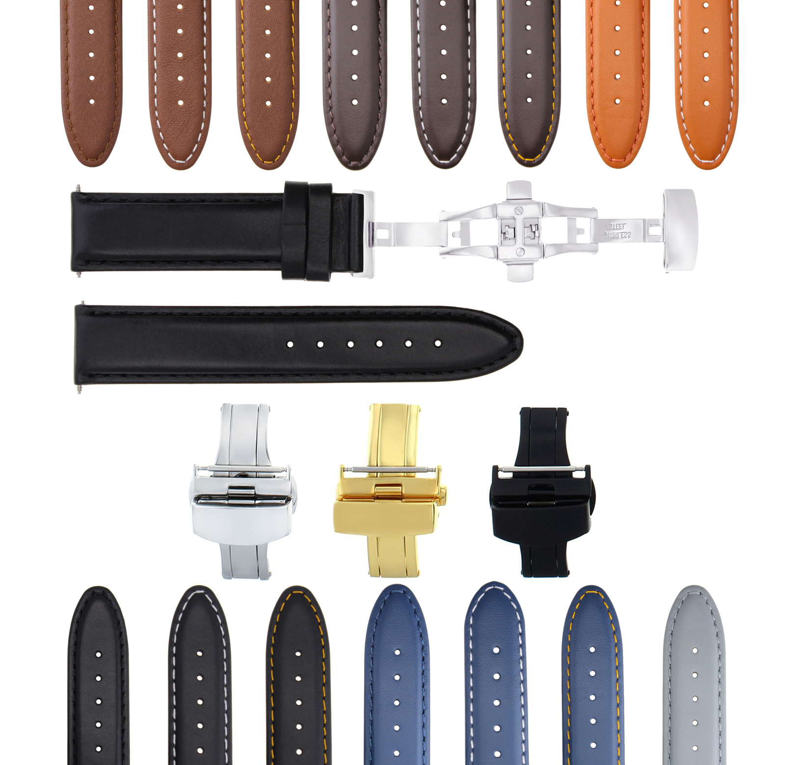 18-19-20-22-24-26MM CLASSIC MENS LEATHER WATCH BAND STRAP FOR BULOVA WATCH CLASP