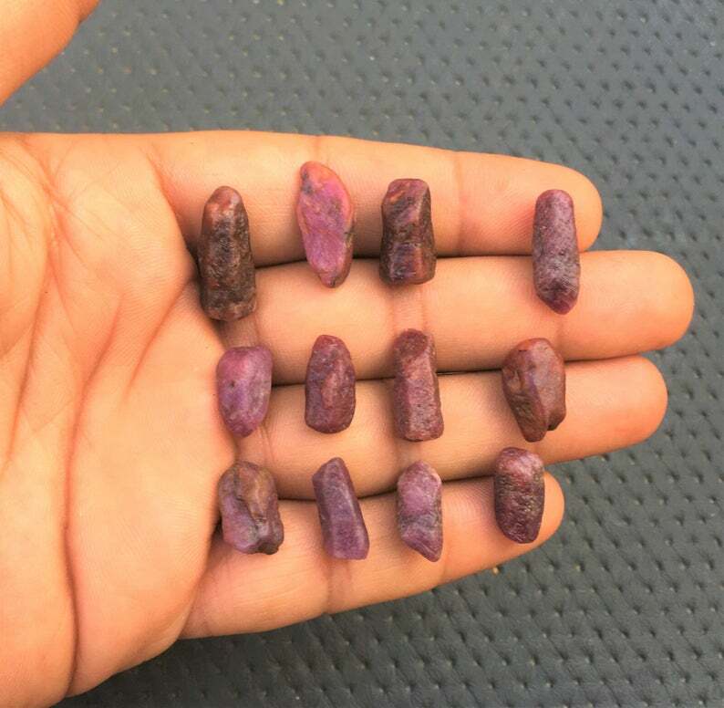 Unique 10 Pieces Untreated Natural Ruby Pencil Shape Rough Gemstone 6×10-9×20 MM