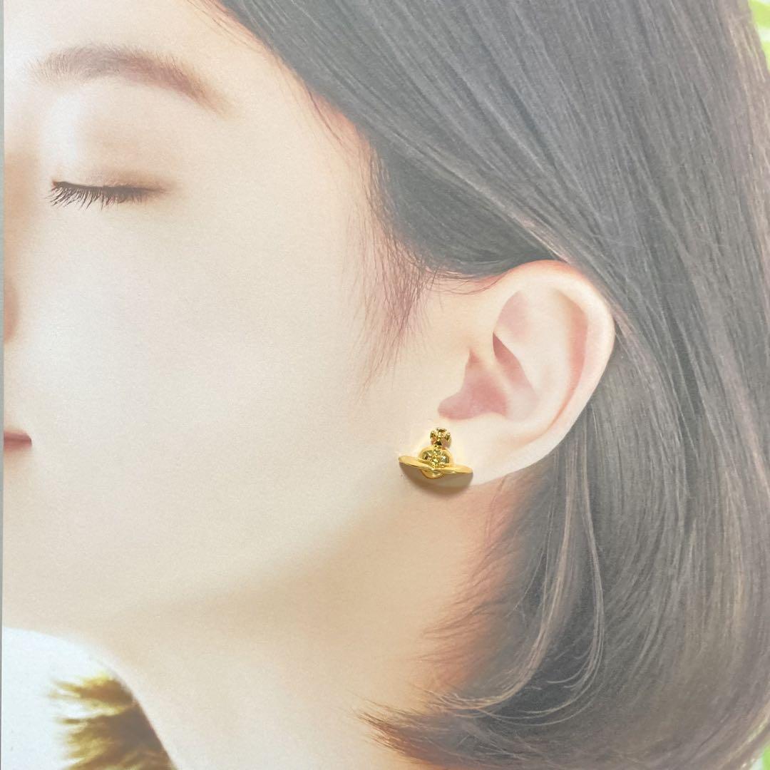 Vivienne Westwood Earrings Pierce Solid Orb Gold 1.8cm w/drawstring [E2659