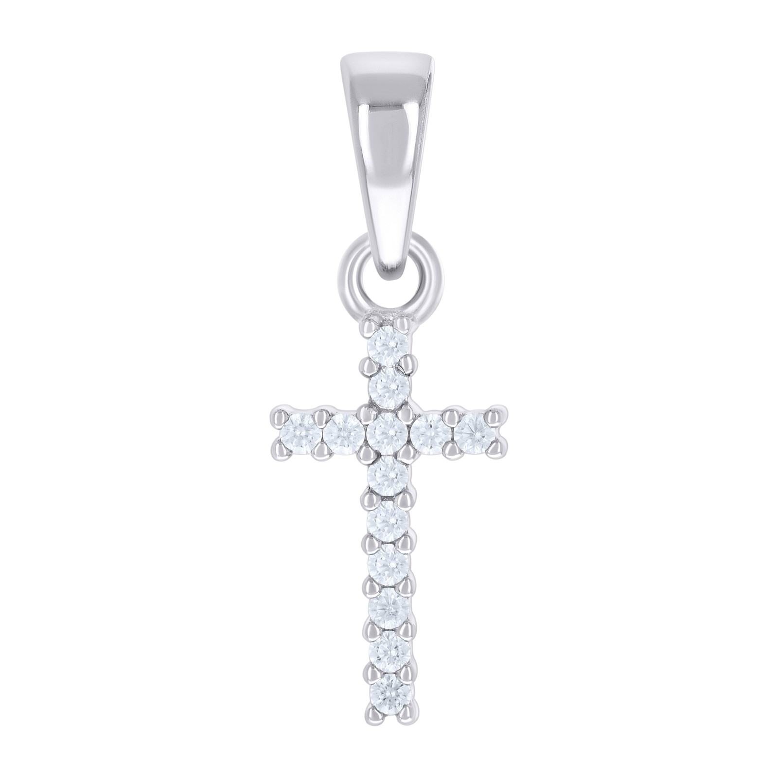 925 Sterling Silver Womens Cubic-Zirconia Cross Religious Charm Pendant