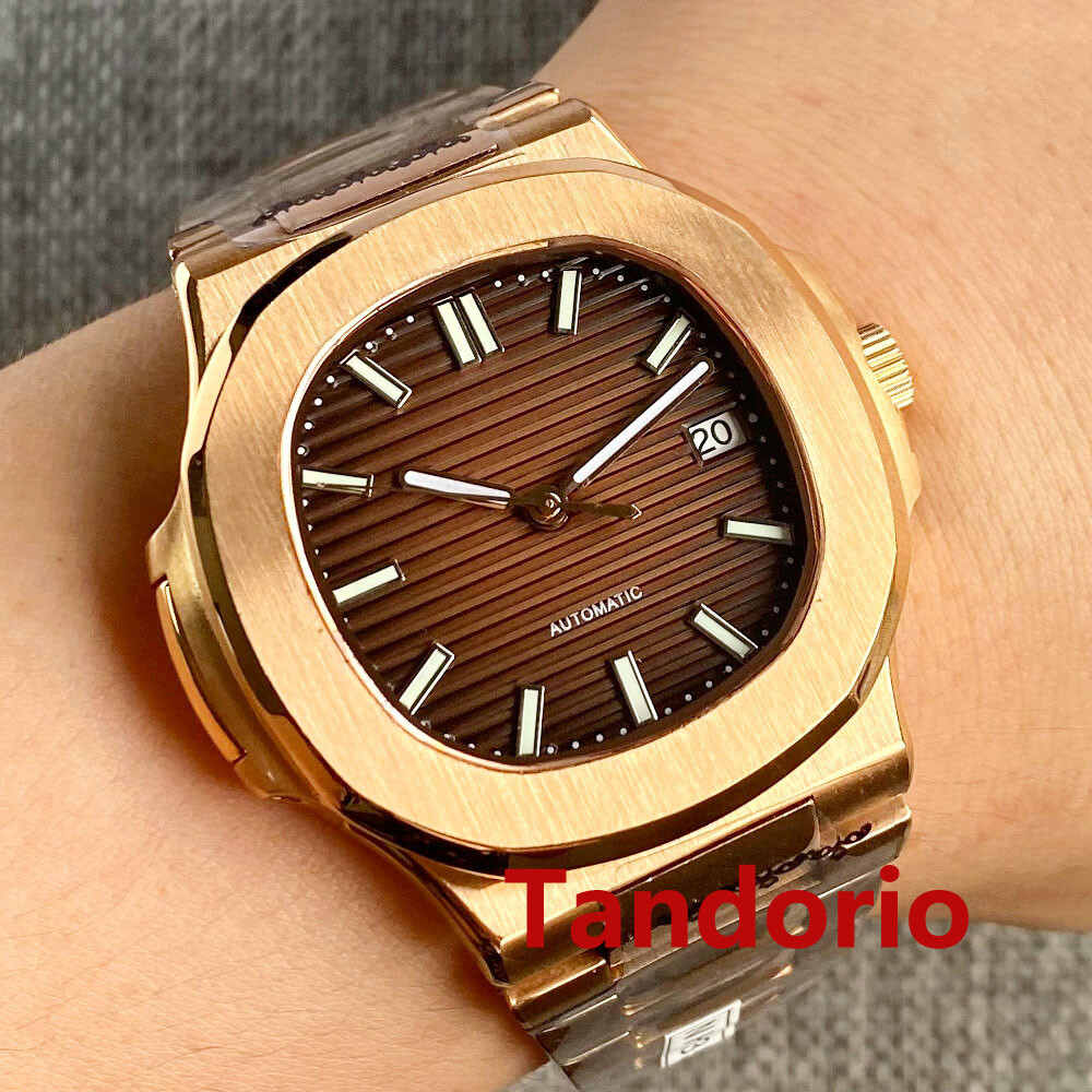 40mm Square Brown/Black Dial Rose Gold NH35 PT5000 Automatic Men’s Watch