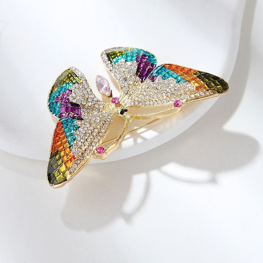 Fashion Luxury Colorful Rhinestone Butterfly Brooches for Women Insect Brooch