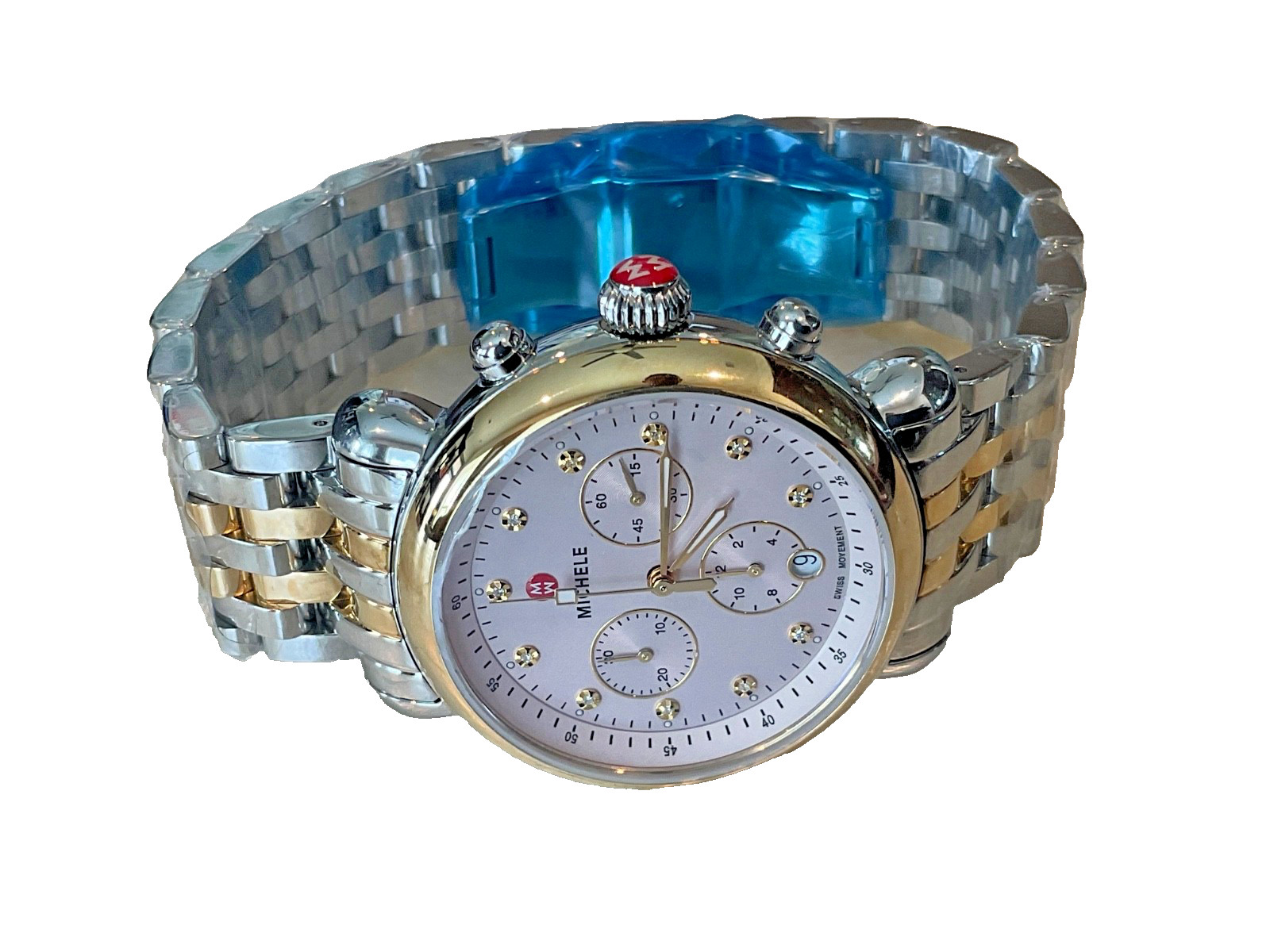 MICHELE ​CSX 38MM 2 Tone SS 18K Gold Plt Pink Dial Diamond Watch Mww03d000052