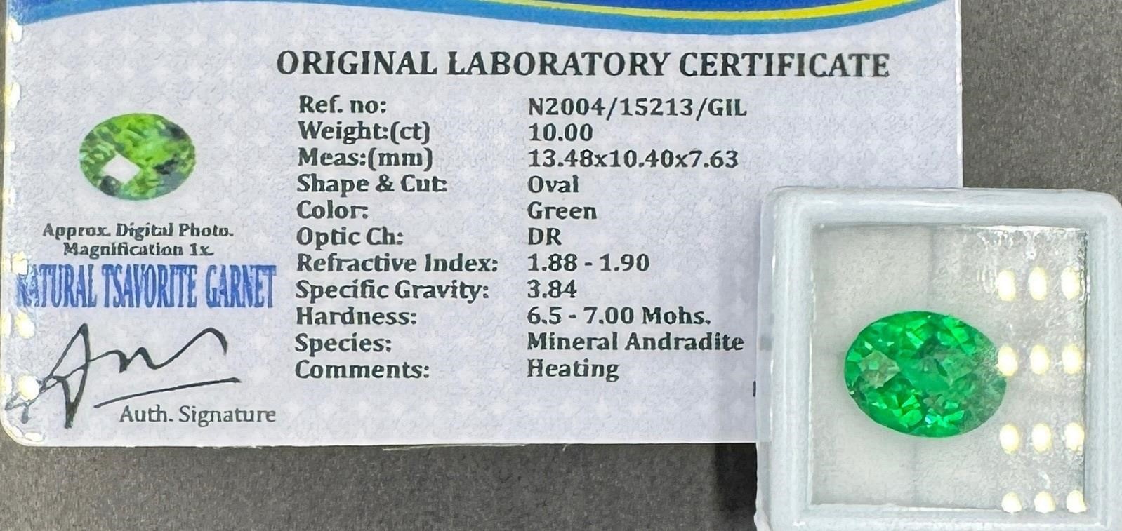 Natural Tsavorite Garnet 10ct Oval Cut Green Loose Gemstone Heated 13.48×10.40mm