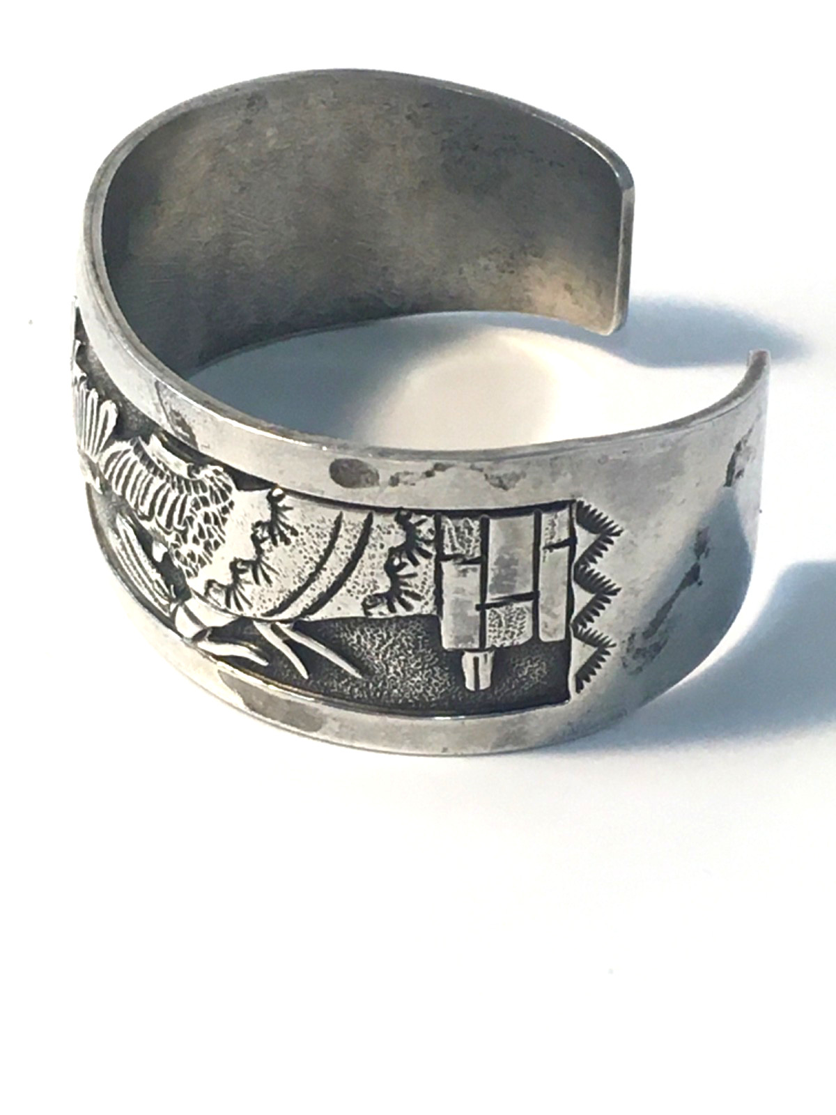 Storyteller Navajo Cuff Stamped BCT (Lloyd Becenti) .925 Silver