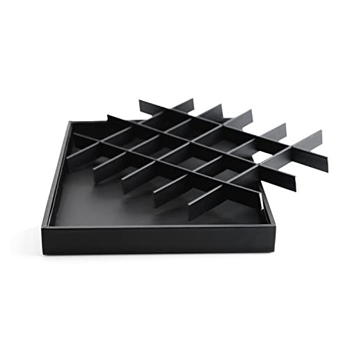 Stackable Jewelry Organizer Tray Premium PU Leather 24 Grid Jewelry 24 Grids