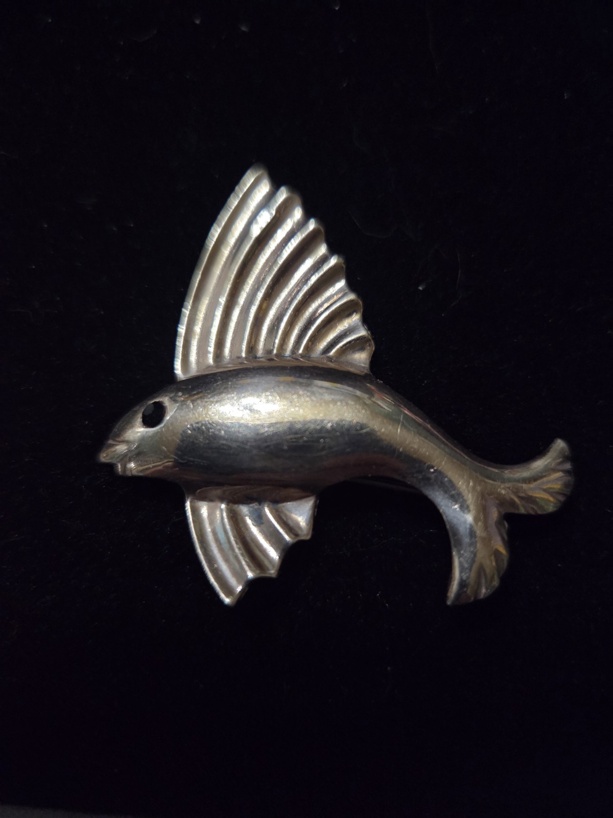 Sterling Silver 1930s Art Deco Flying Fish Cute Marked Sterling As Pictured