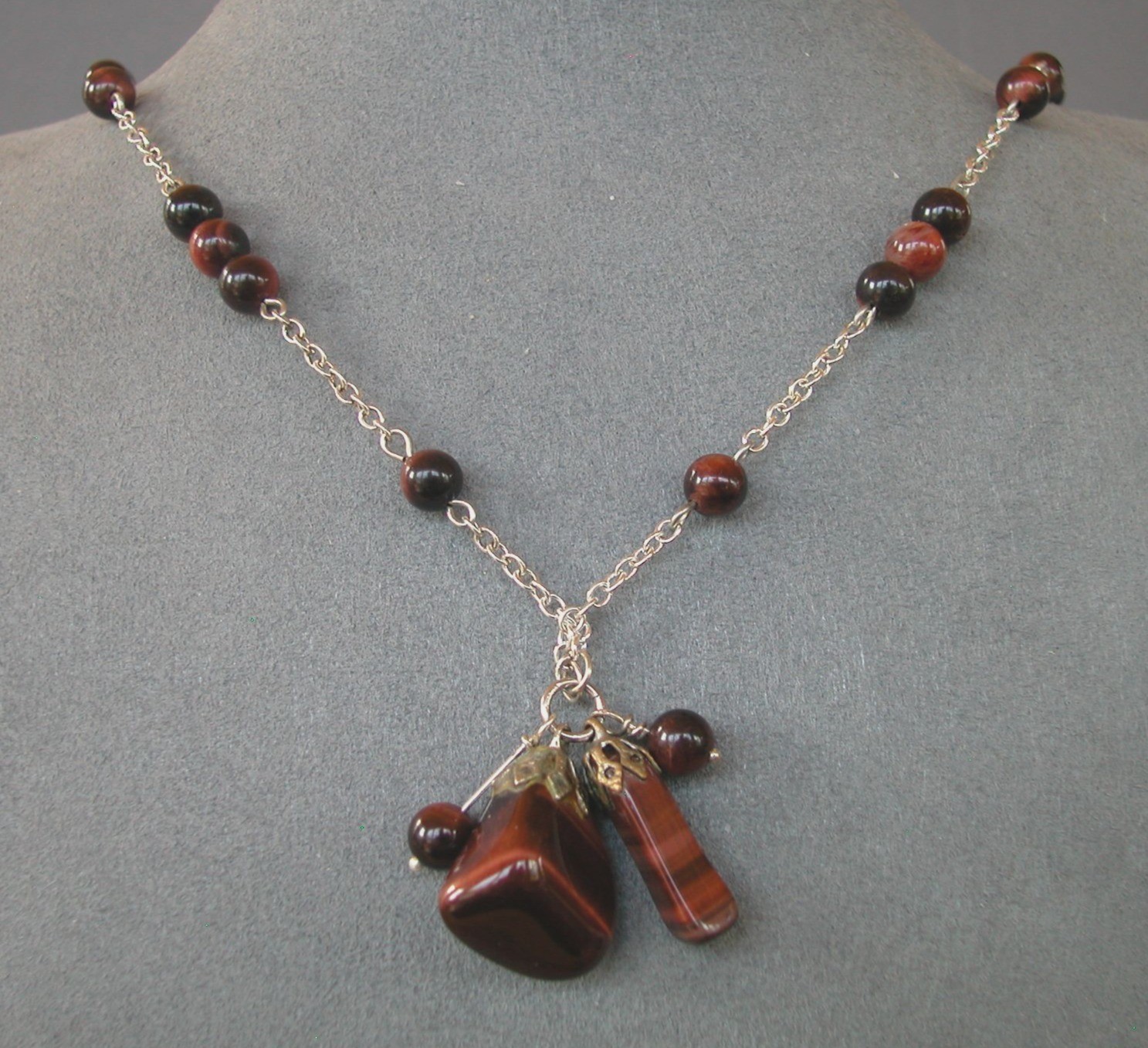 Red Tigers Eye Necklace 20 inch