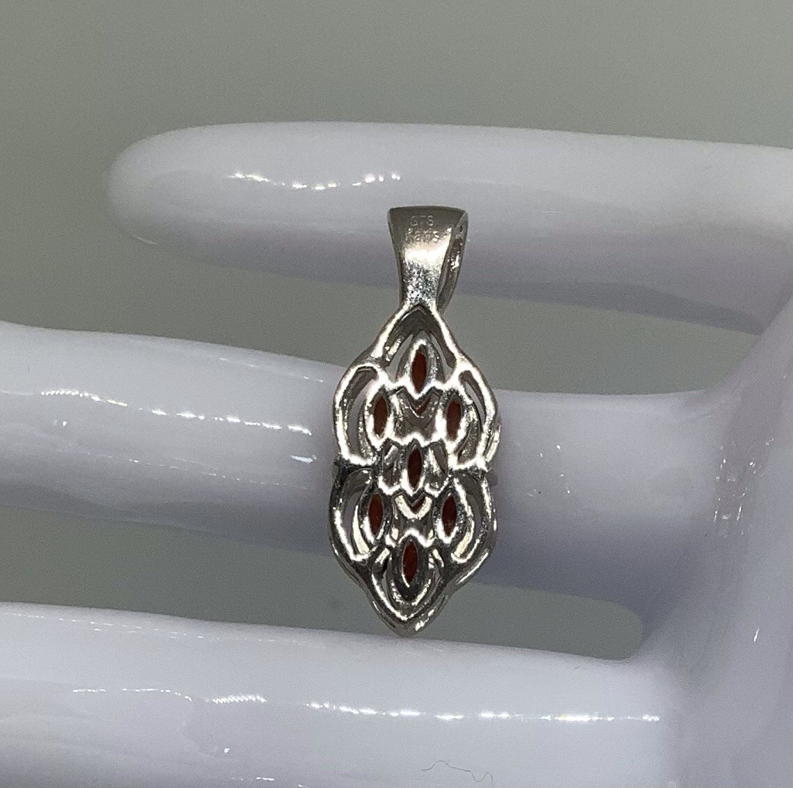Mozambique Garnet, Platinum / Pure Brass Pendant