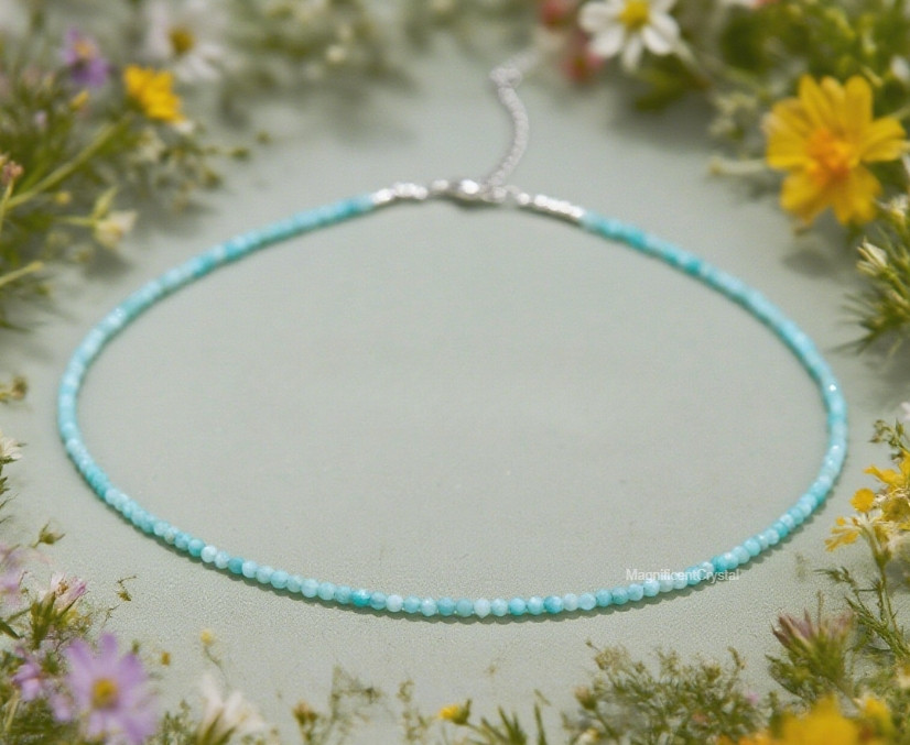 3mm Amazonite Choker Bead Dainty Princess Necklace Healing Energy Birthday Gifts