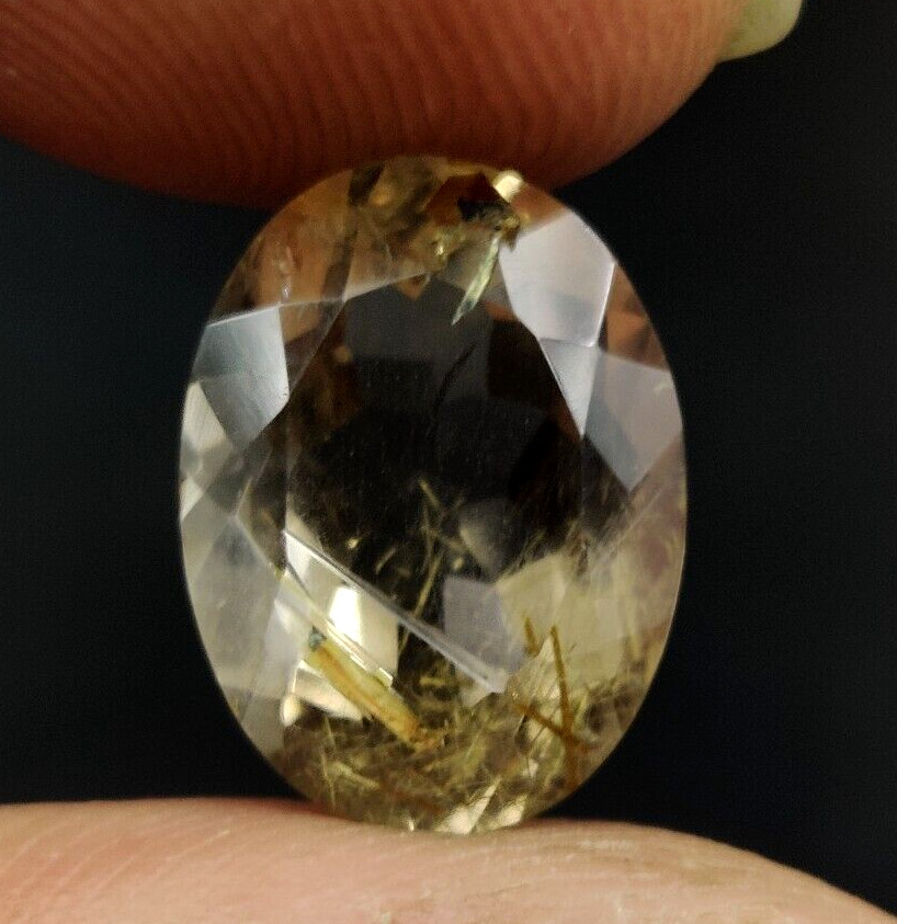 5.80Ct Natural Rutilated Quartz Faceted Cut Oval 13.7×10.2mm Loose Gemstone W212