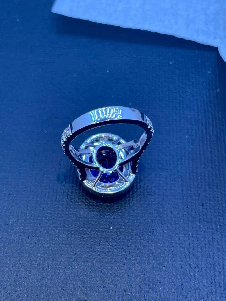 2.56 Ct Oval Cut Natural Sapphire Diamond & Wedding Ring 14K White Gold