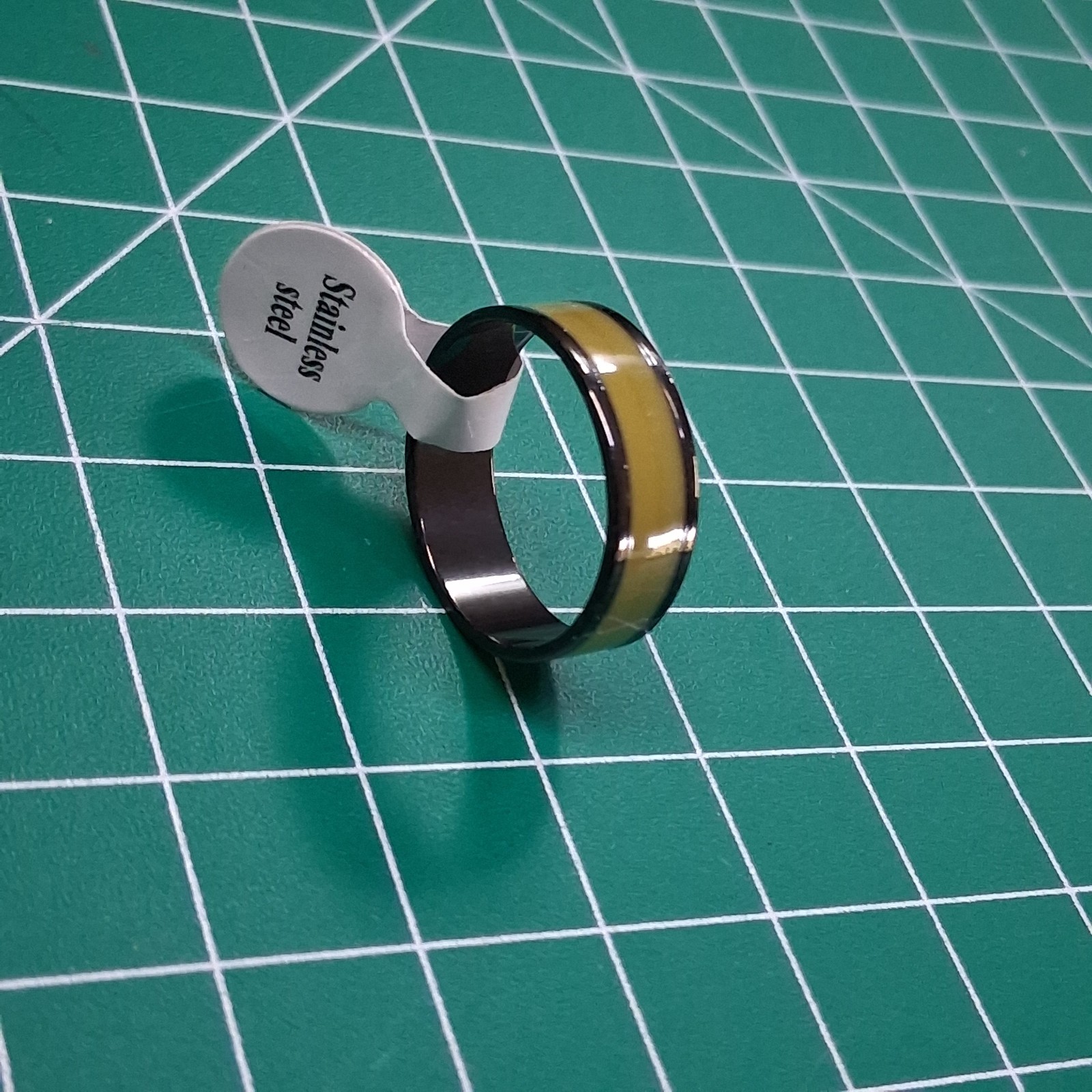 Black Stainless Steel Size 11.25 Olive Green Band Ring