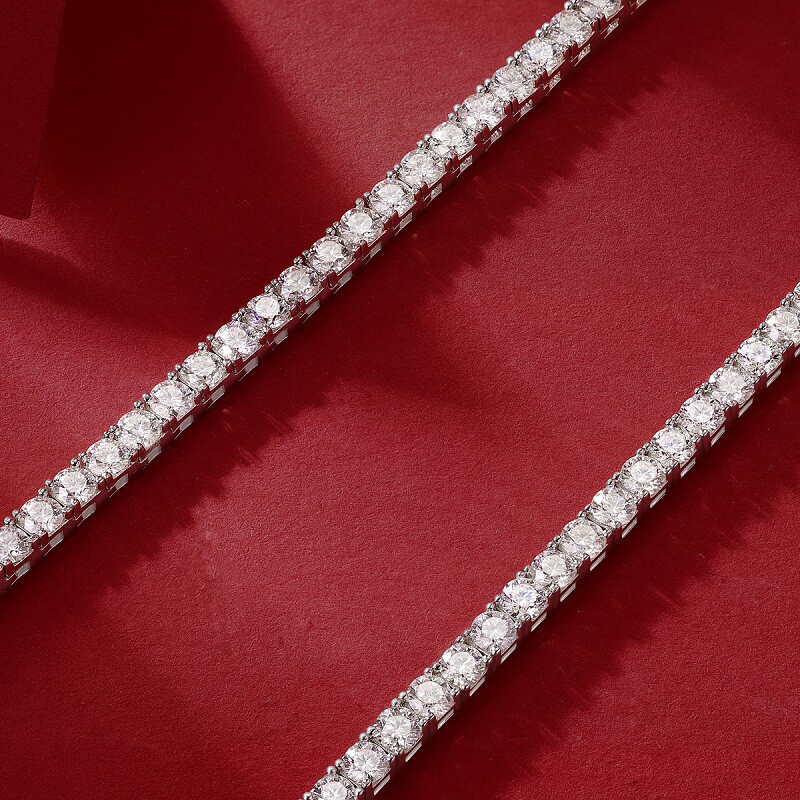 4MM Round Cut VVS1/D GRA Moissanite Tennis Bracelet Real 925 Sterling Silver