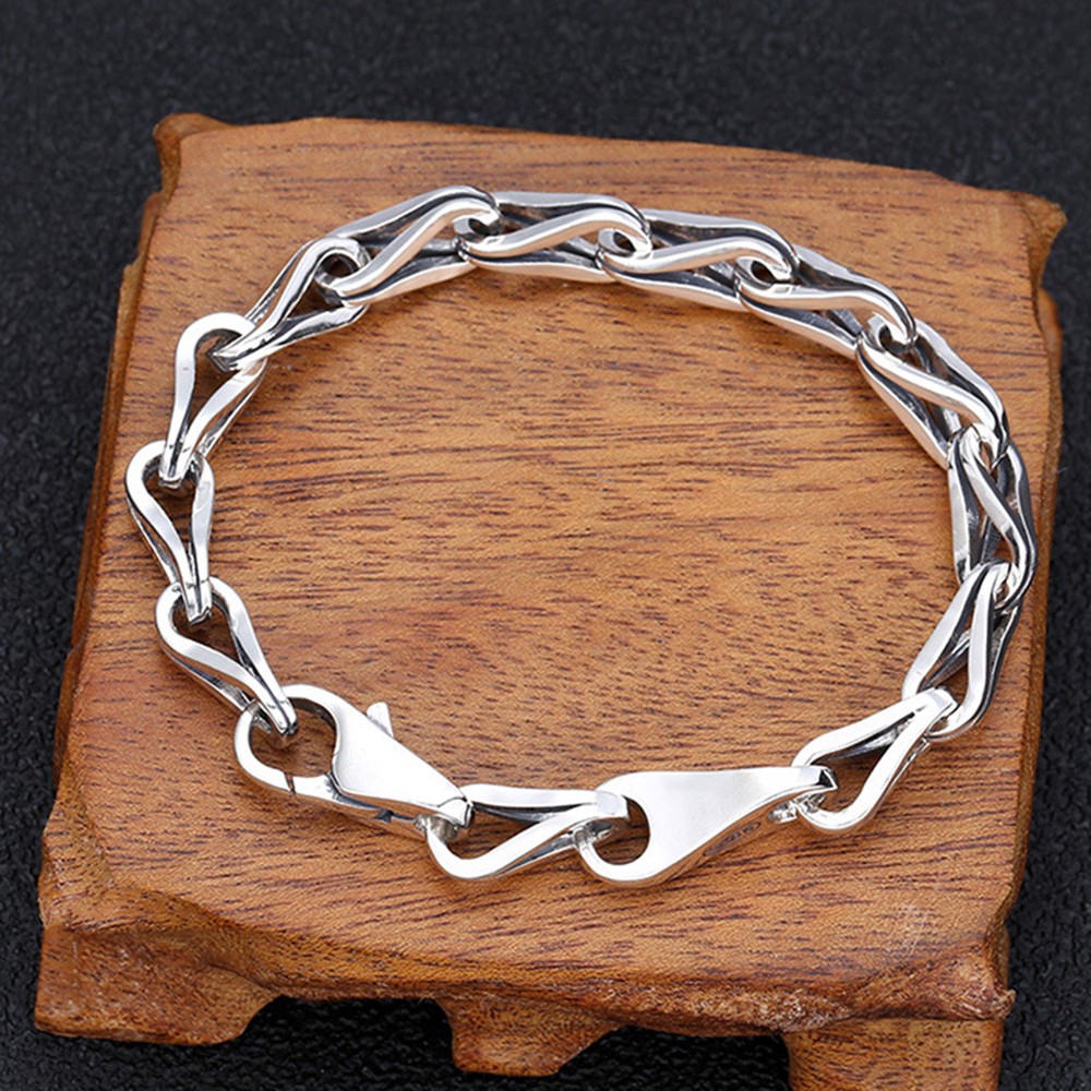 Real 925 Sterling Silver Chain 7mm Unique AnchorLink Bracelet 25-26g 7.9in