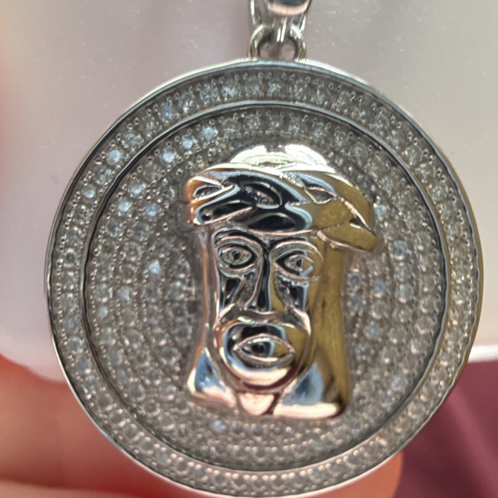Solid 925 Sterling Silver Iced Out VVS D Moissanite Medium Jesus Piece Pendant