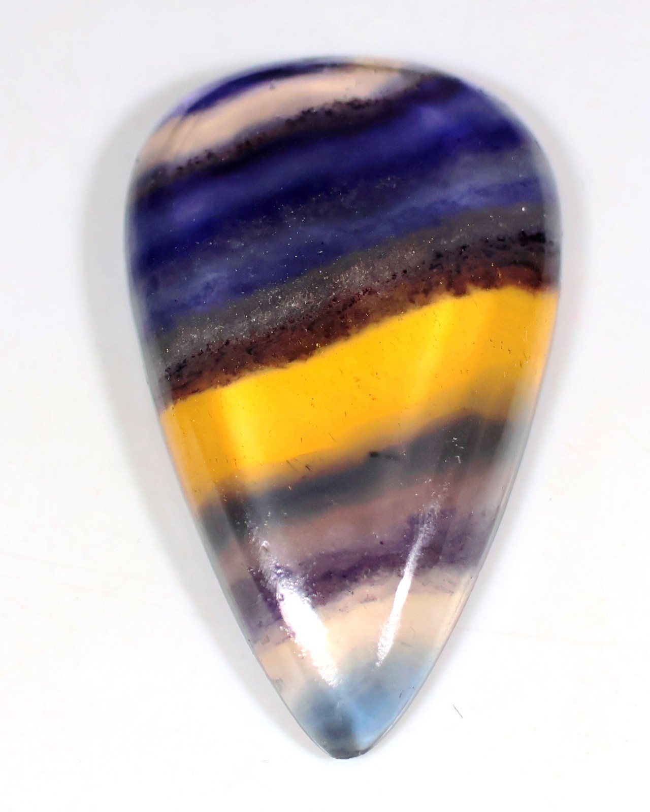 28 Crt 6X18X29 mm Natural Multi Purple Fluorite Pear Cabochon Gemstone KC-165