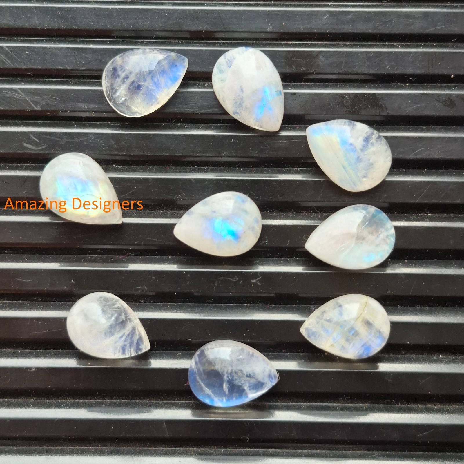 Natural Rainbow Moonstone Pear Cabochon 3x5mm to 12x16mm Loose Gemstone