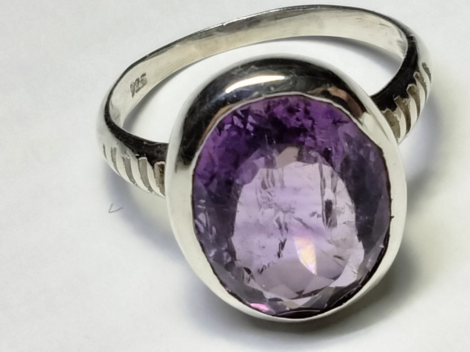 AESTHETIC NATURAL AMETHYST IN .925 STERLING SILVER RING IN SIZE 8.75-9.0