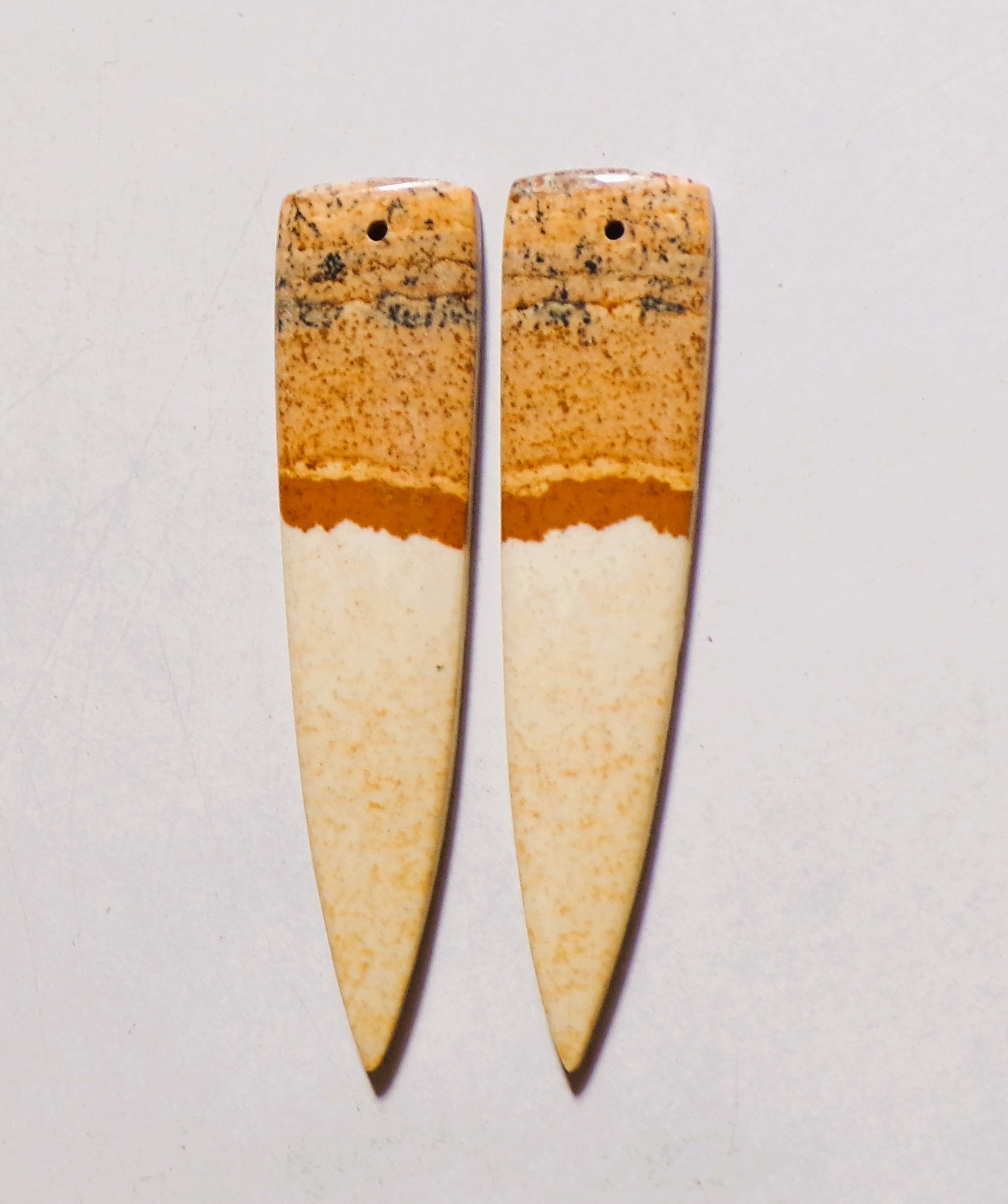 42.05 Cts Natural Picture Jasper Drilled Cabochon Match Pair Gemstone 53X12MM 24