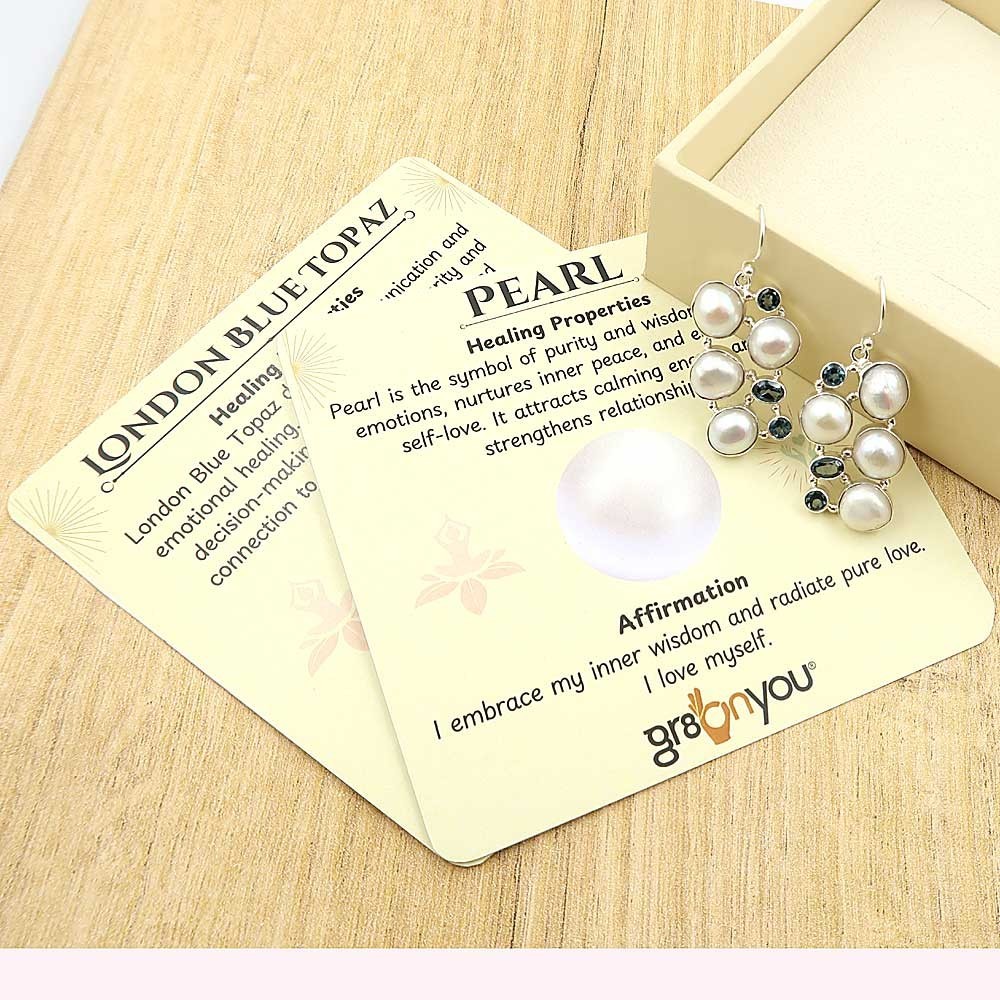 gr8onyou silver BIWA PEARL AAA LONDON BLUE TOPAZ EARRINGS