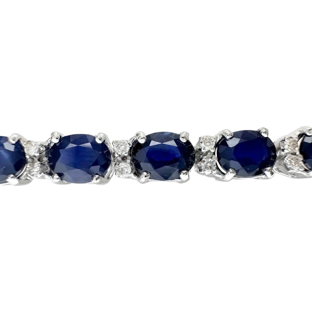 sapphire 10.00ct diamond 0.40ct bracelet K18WG white gold 11.0g 6.9″ Women