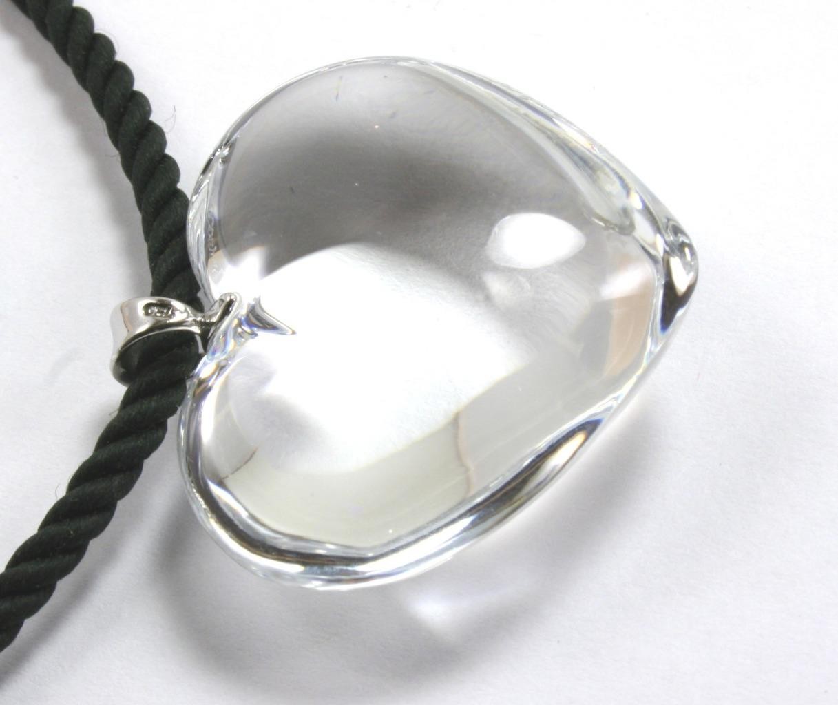 BACCARAT LOVE PUFFED HEART CLEAR CRYSTAL 925 SS BAIL NECKLACE PENDANT