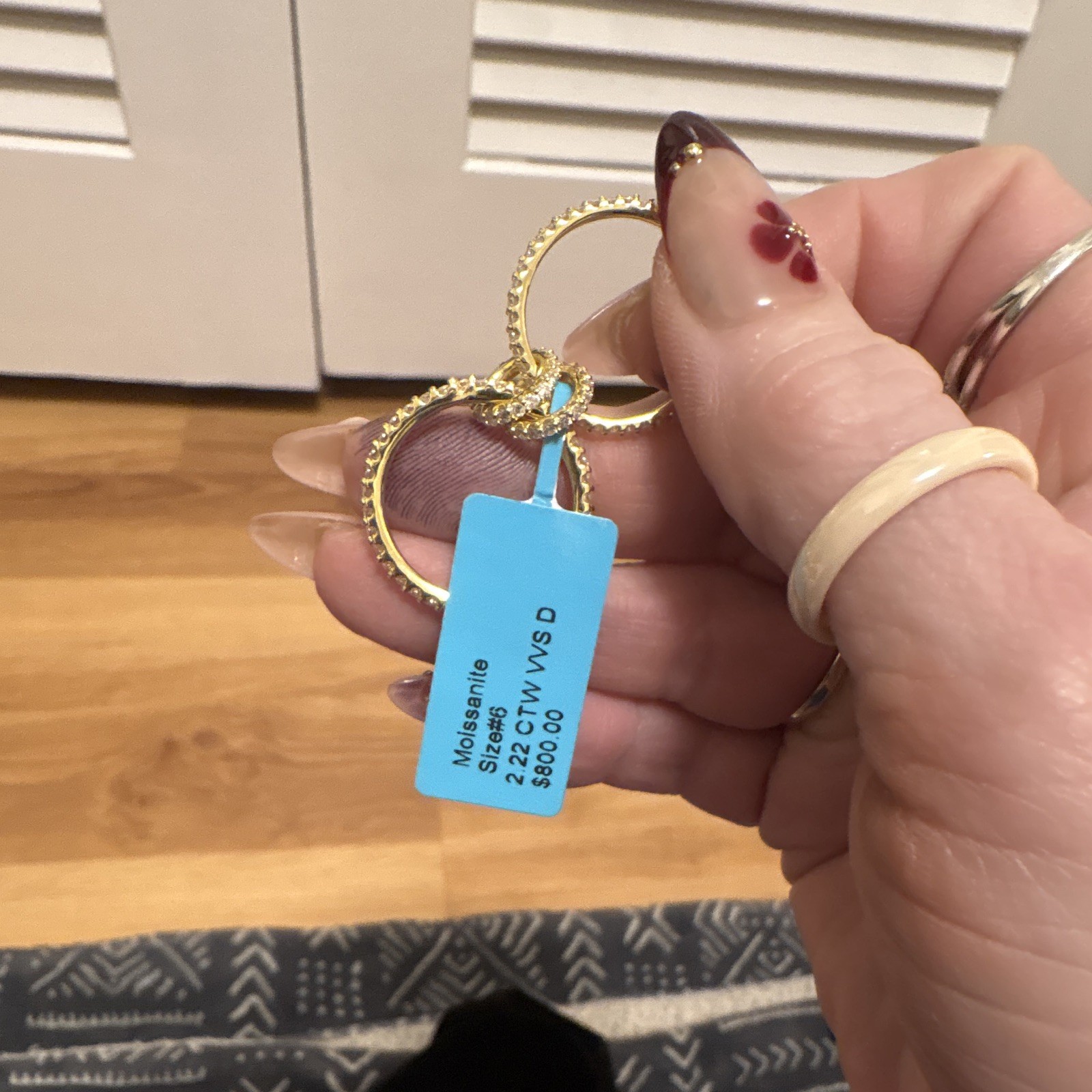 Moissanite 18k Yellow Gold Filled Pavé Band Ring Size 8 2.22 CTW White