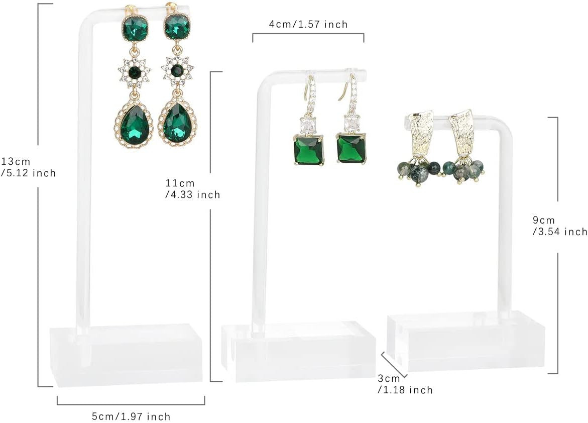 Acrylic Earring Stand Display Holder Clear 3Pc Jewelry Photo Prop