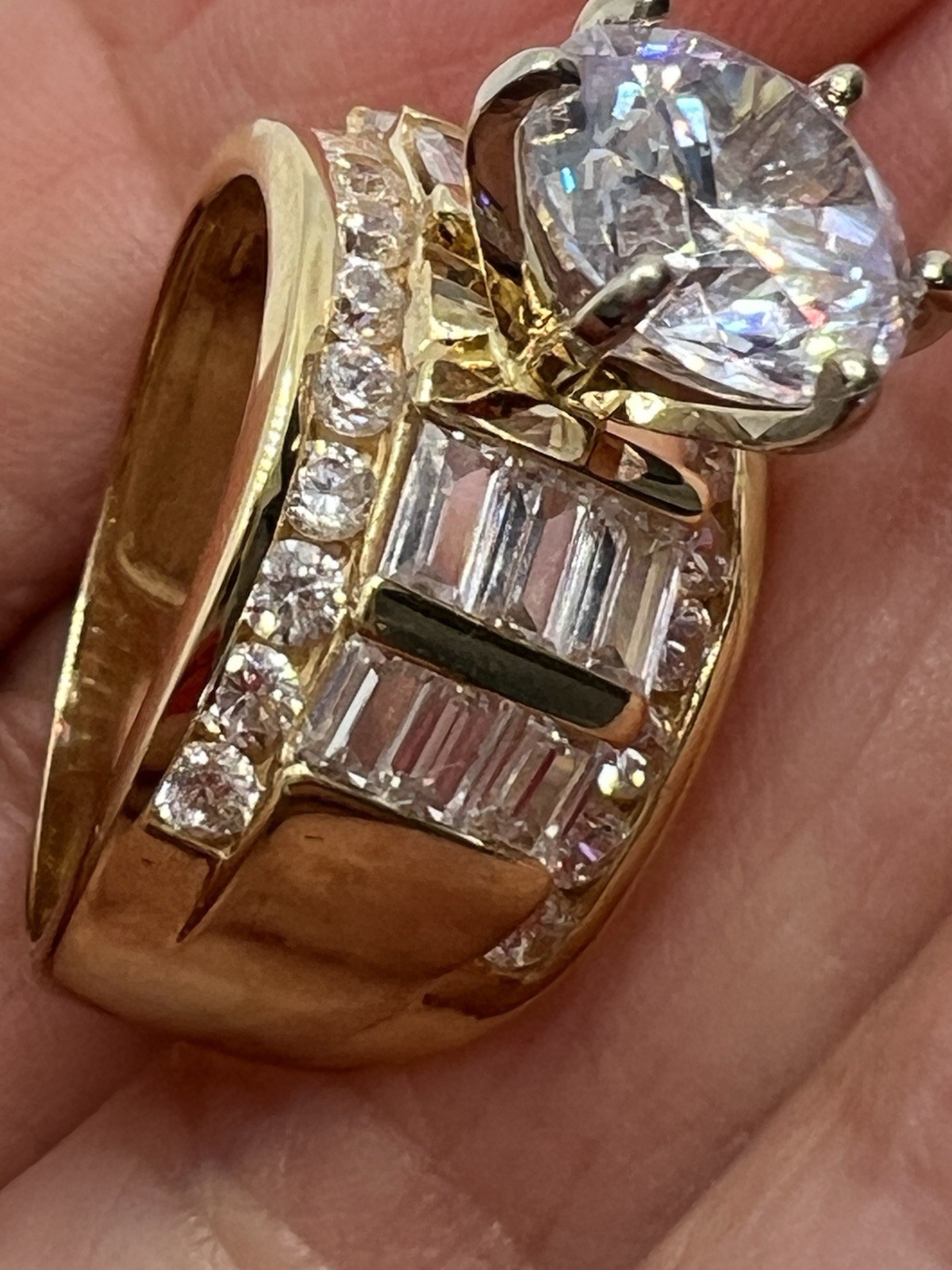 Sale GOLd Ring 14k YELLOW solid engagement Round wide thick carat size 5 ASK 4 6