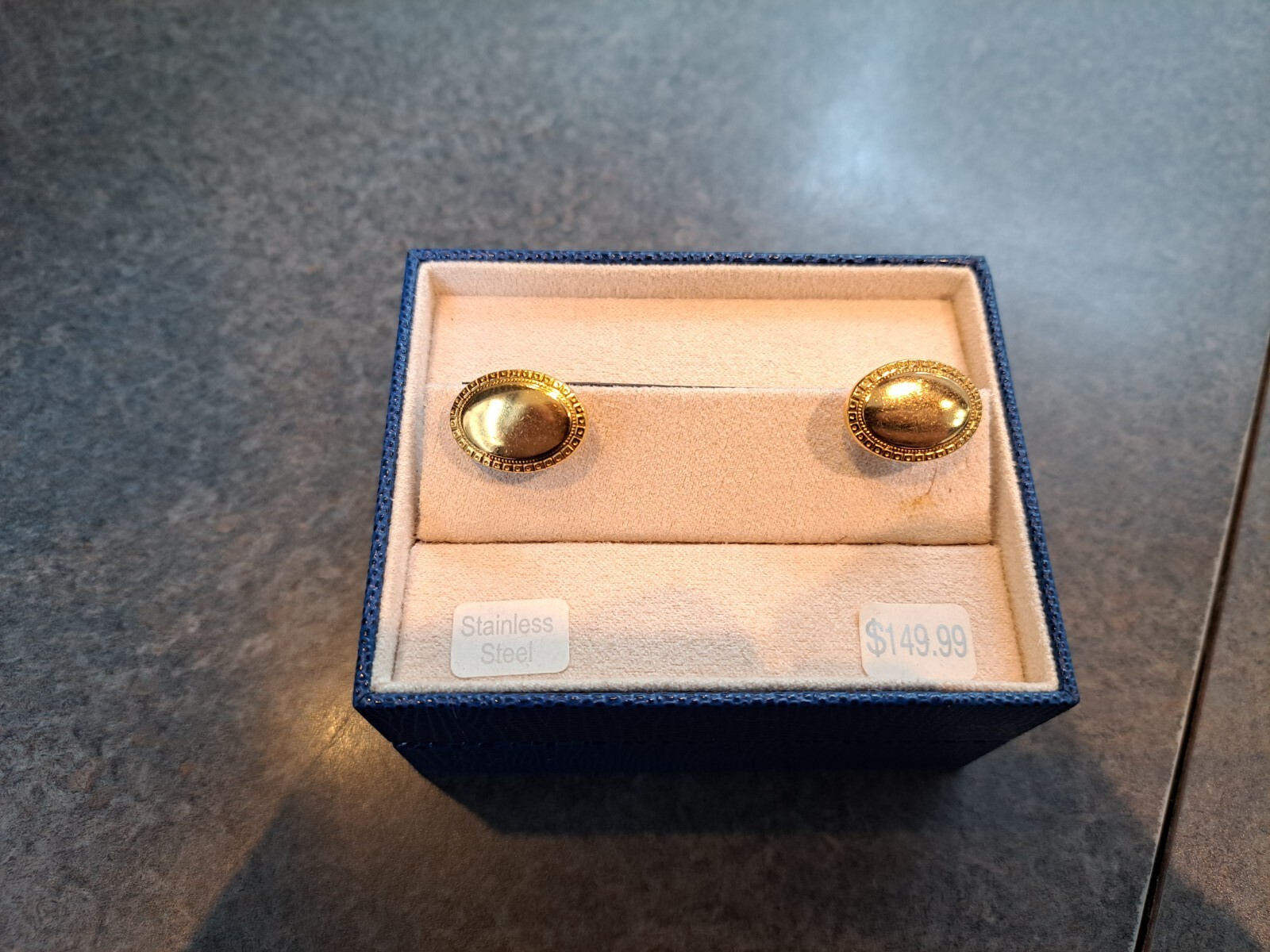 Gold Plated Speidel Portfolio Cufflinks Oval Shaped Premium S. Steel Metal