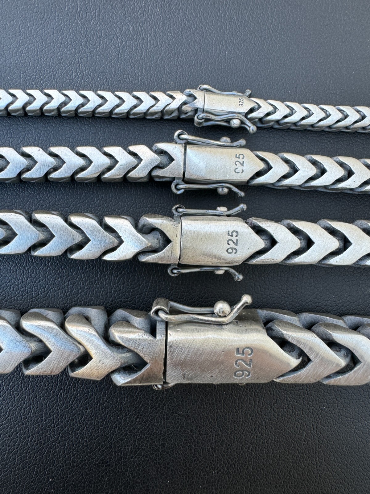 Handmade Franco Chain Necklace Oxidized Real 925 Sterling Silver Box Lock 4-10mm