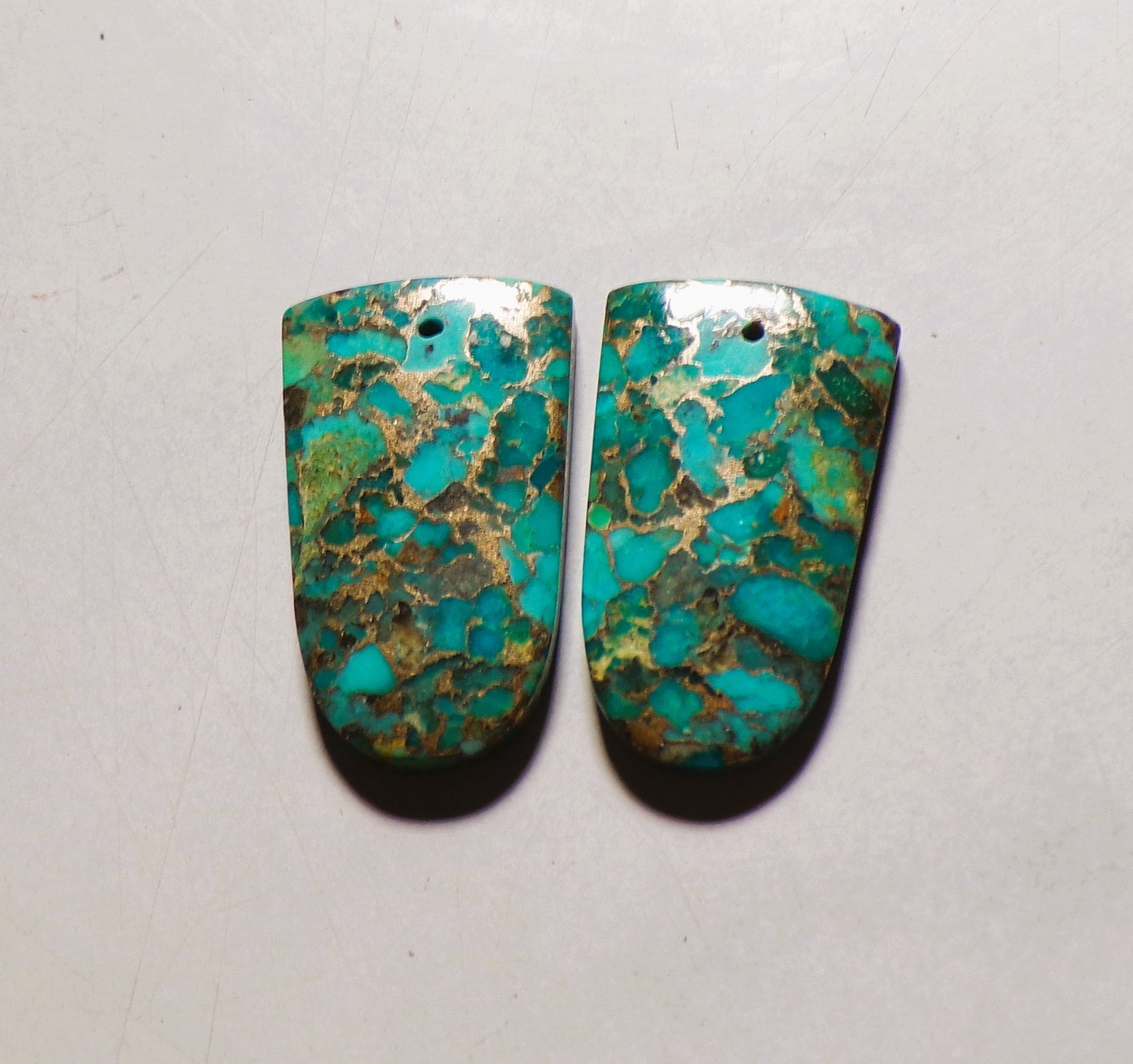 42.60 Cts Blue Copper Turquoise Drilled Cabochon Match Pair Gemstone 28X17MM 77