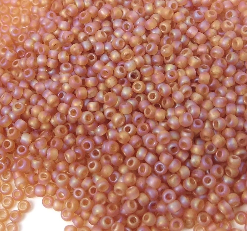 11/0 Japanese TOHO Round Seed Beads Transparent Rainbow-Frosted Dark Topaz 10g