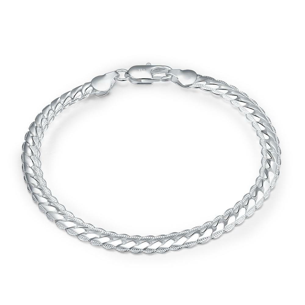 Women 925 Sterling Silver Link Snake Cahin Bracelet 8 Inches 6MM Lobster L61