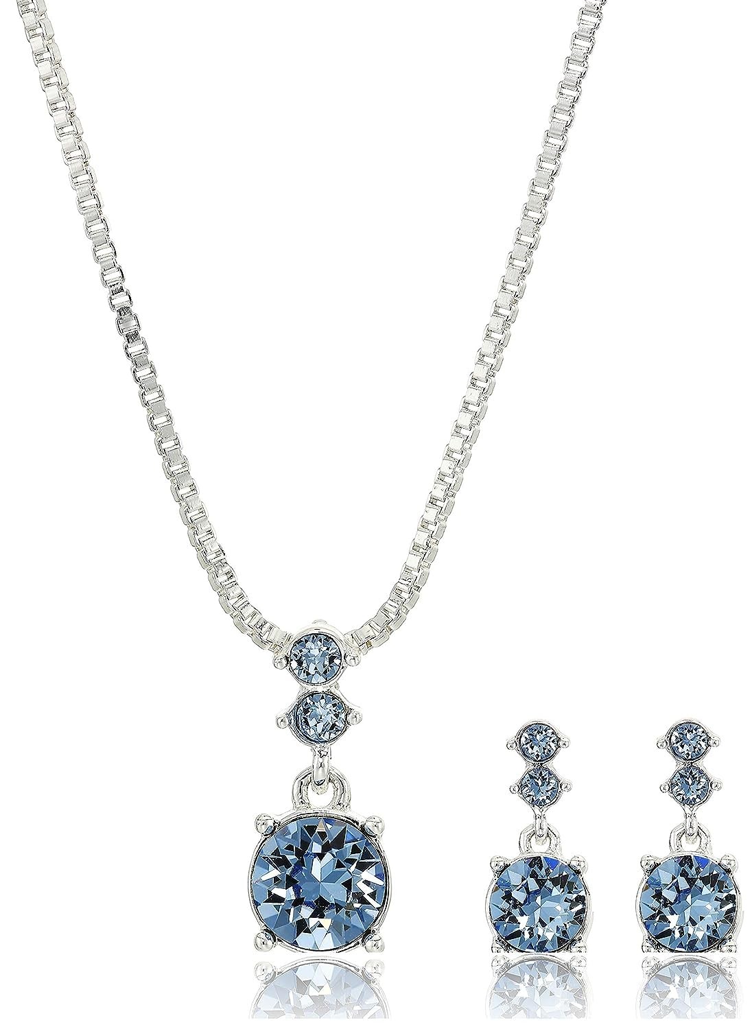 Nine West Women’s Necklace and Earring Set — Silver Tone One Size, Light Blue