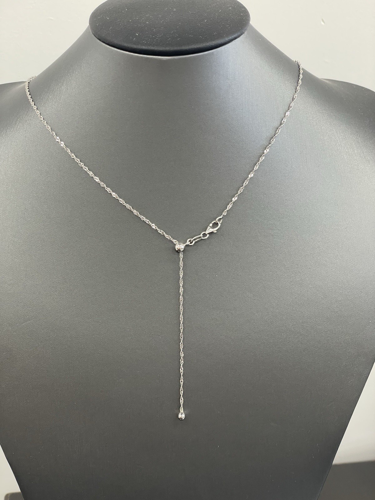 14k White Gold Chain Necklace 1mm 1.7g Adjustable 19 1/2 Inches Italy