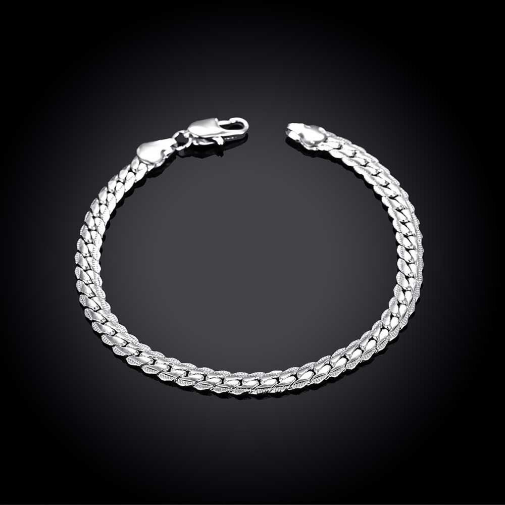 Women 925 Sterling Silver Link Snake Cahin Bracelet 8 Inches 6MM Lobster L61