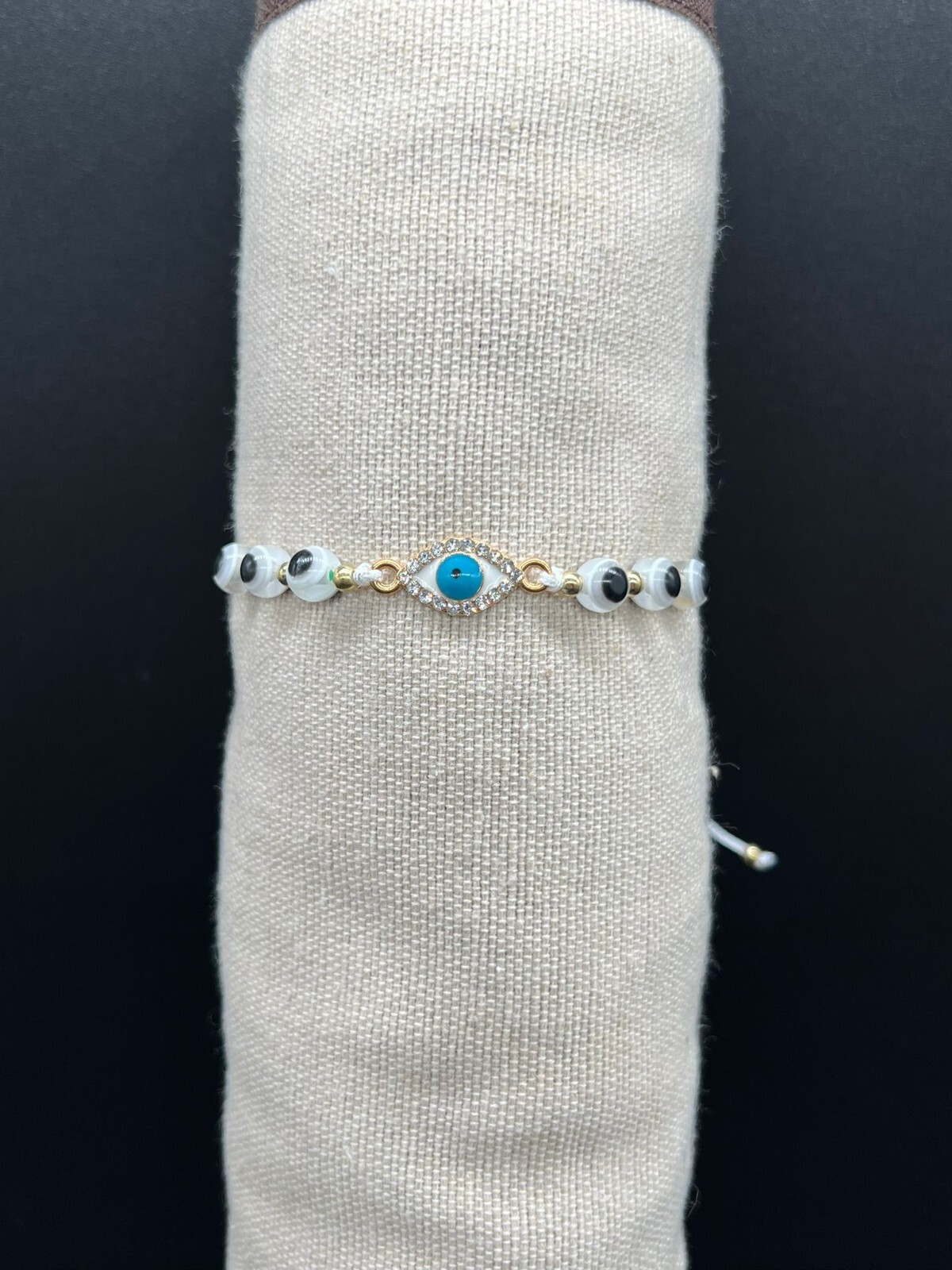 Evil Eye Many Colors Bead Gold Tone Adjustable Bracelet