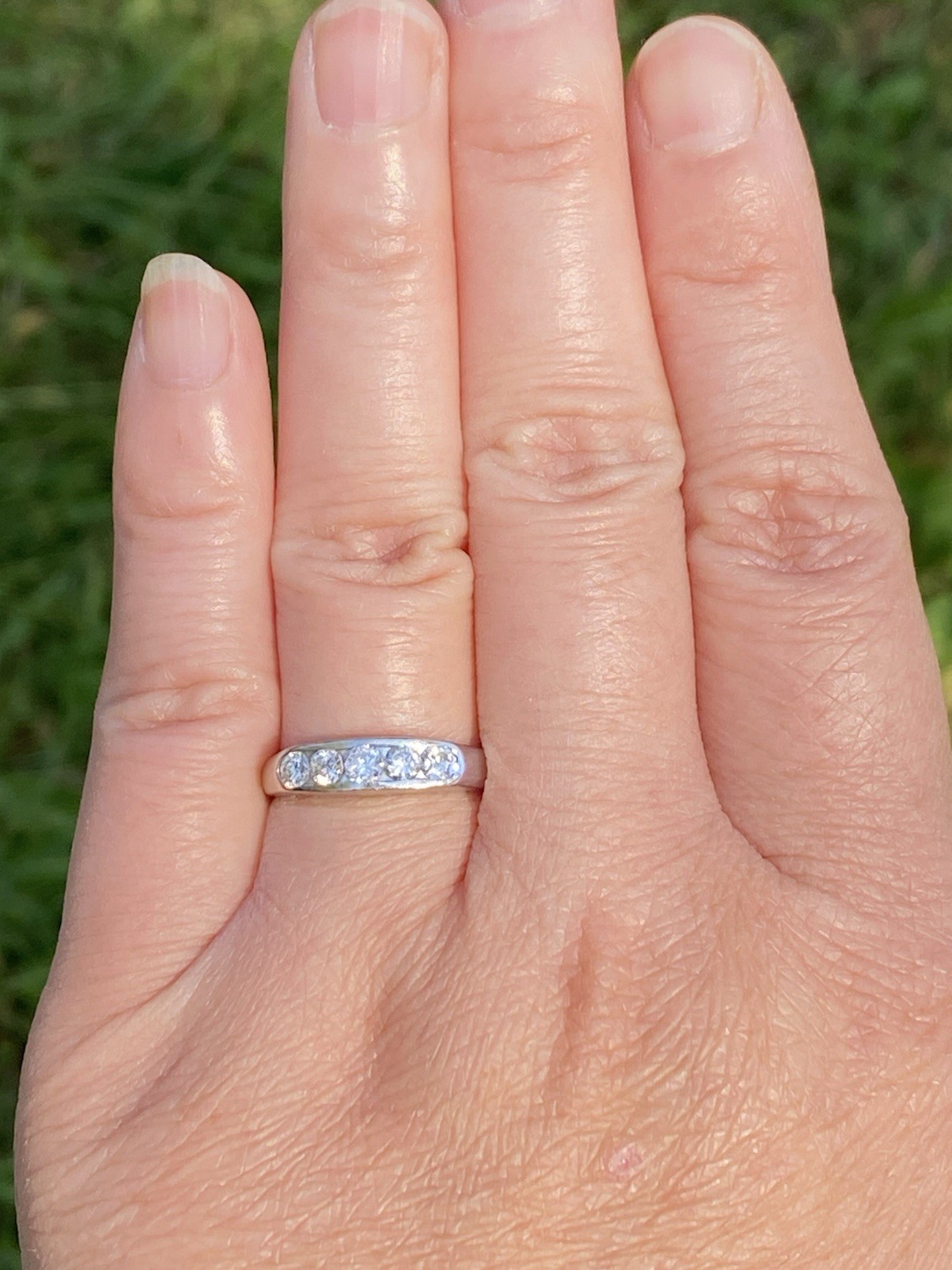 Platinum 0.50CTW 100% Natural Diamond Band Ring Size 7, 4.08 Grams