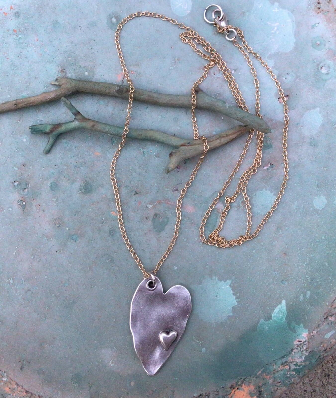 NEW ARTISAN HANDMADE SUNDANCE CHARM HEART NECKLACE HANDCRAFTED SILVER JEWELRY