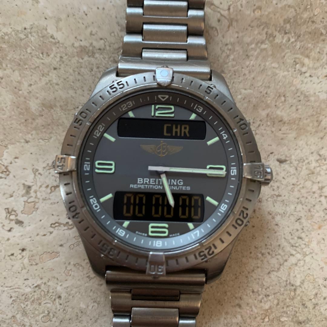 Working BREITLING Aerospace Aero Quartz Titanium Gray 16.5-17cm 6.50 -6.69in