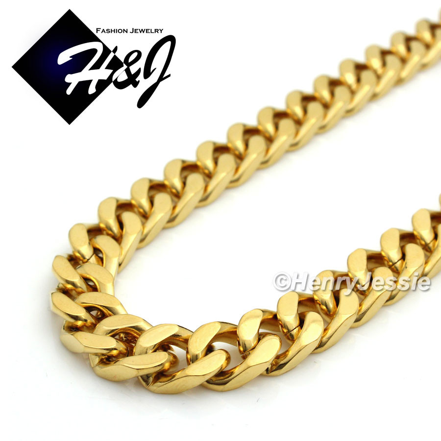18-40″Stainless Steel 9mm Gold Plated Cuban Chain Boxing Glove Cross Pendant*P79