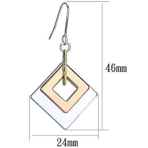 Women’s Iron Rhodium + Gold + Rose Gold 6.80(g) Dangle & Drop Earrings